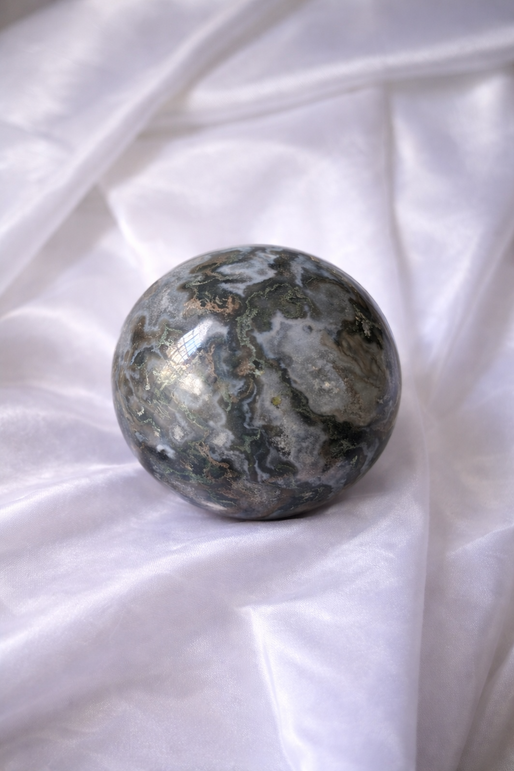 Moss agate sphere