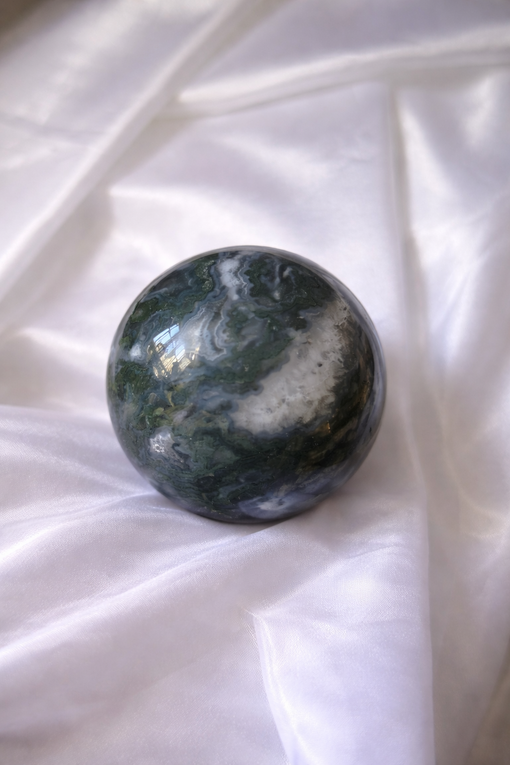 Moss agate sphere
