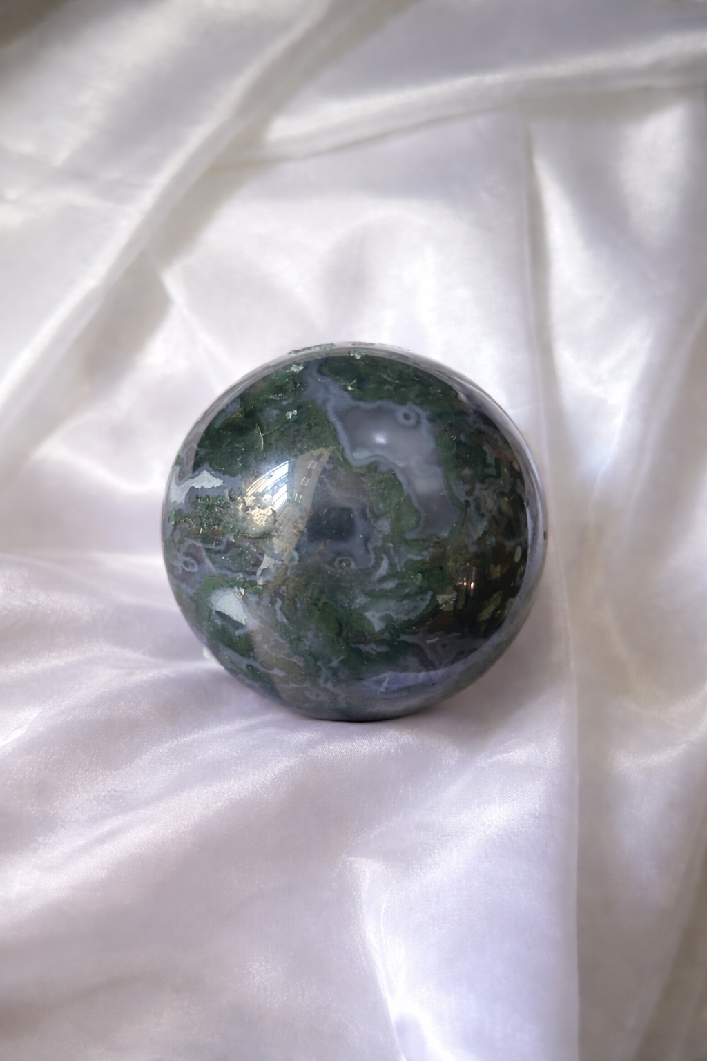 Moss agate sphere