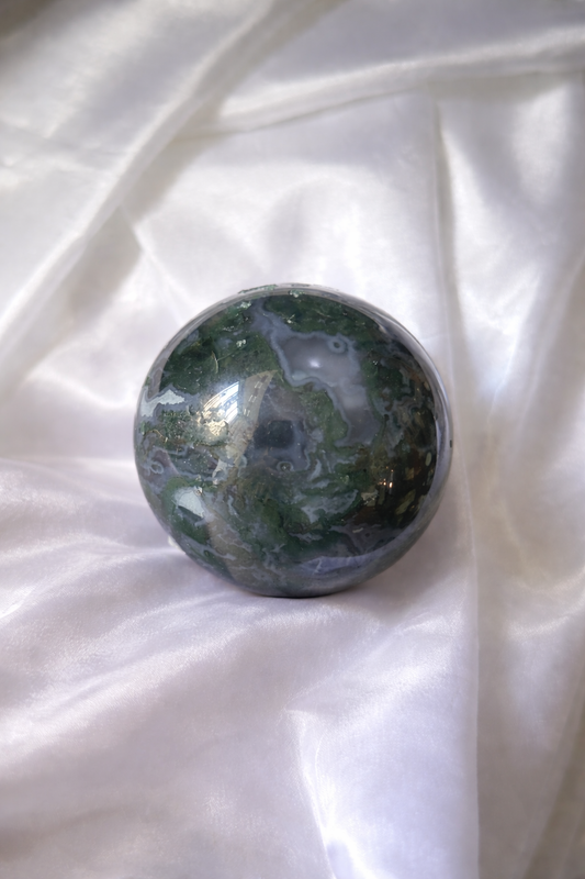 Moss agate sphere